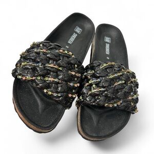 VERBENAS Black Stivali Gomma Slides / Sandals Made in Spain Size 39